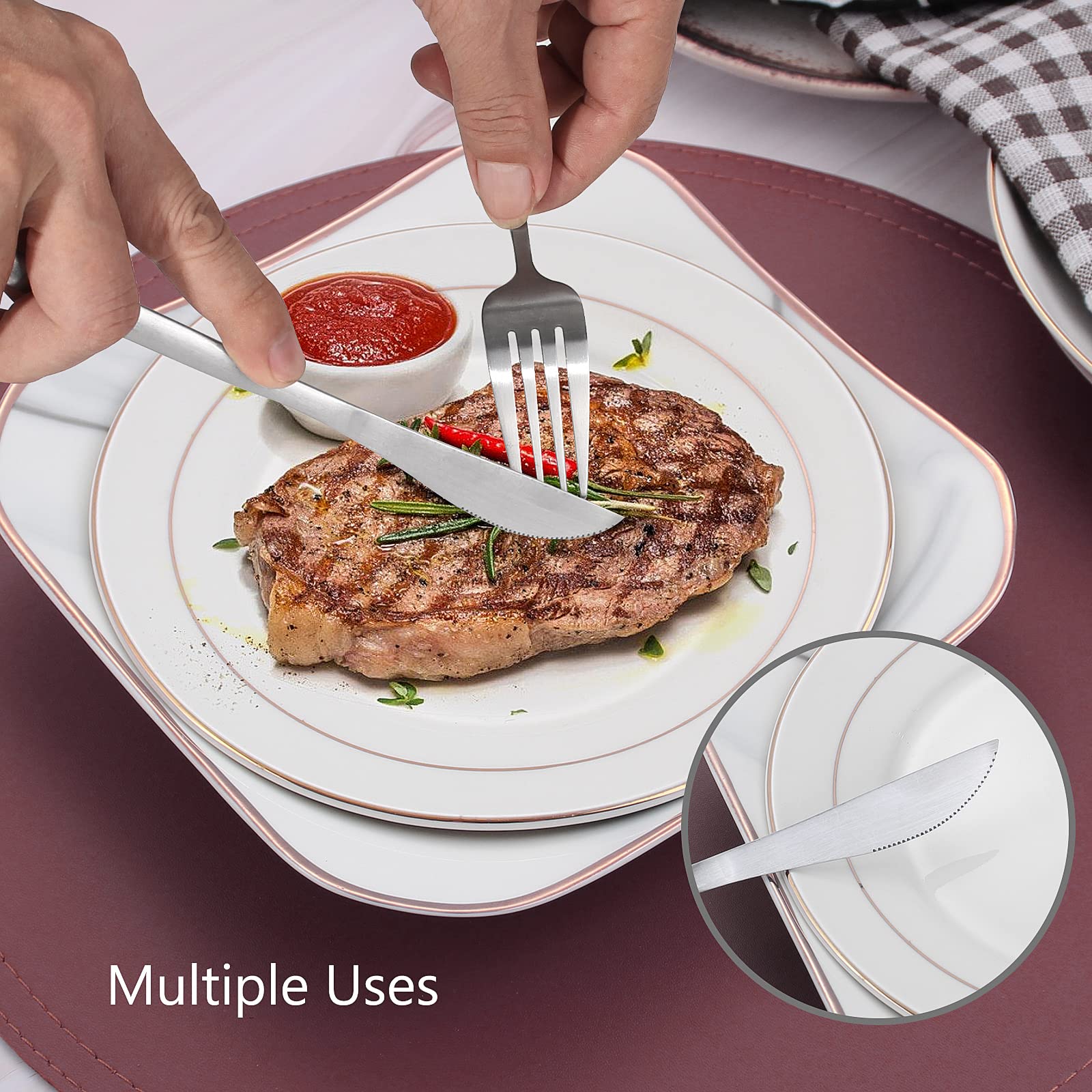 Matte Silverware Set, Vanvro 20-Piece Stainless Steel Flatware Set, Satin Finish Tableware Cutlery Set, Service For 4, Home And